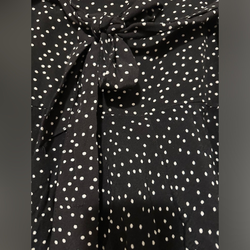 Zara Polka Dot Mini Skort Black and White tie belt size M - Picture 2 of 8